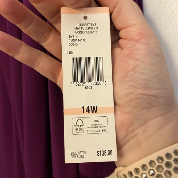 NWT-Jones New York Purple Dress Size 14W - Picture 4 of 6